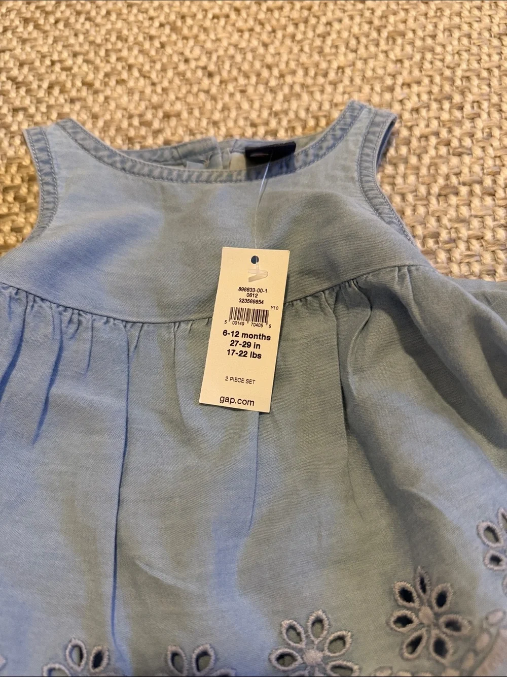 Baby gap 6-12m tank top denim color set